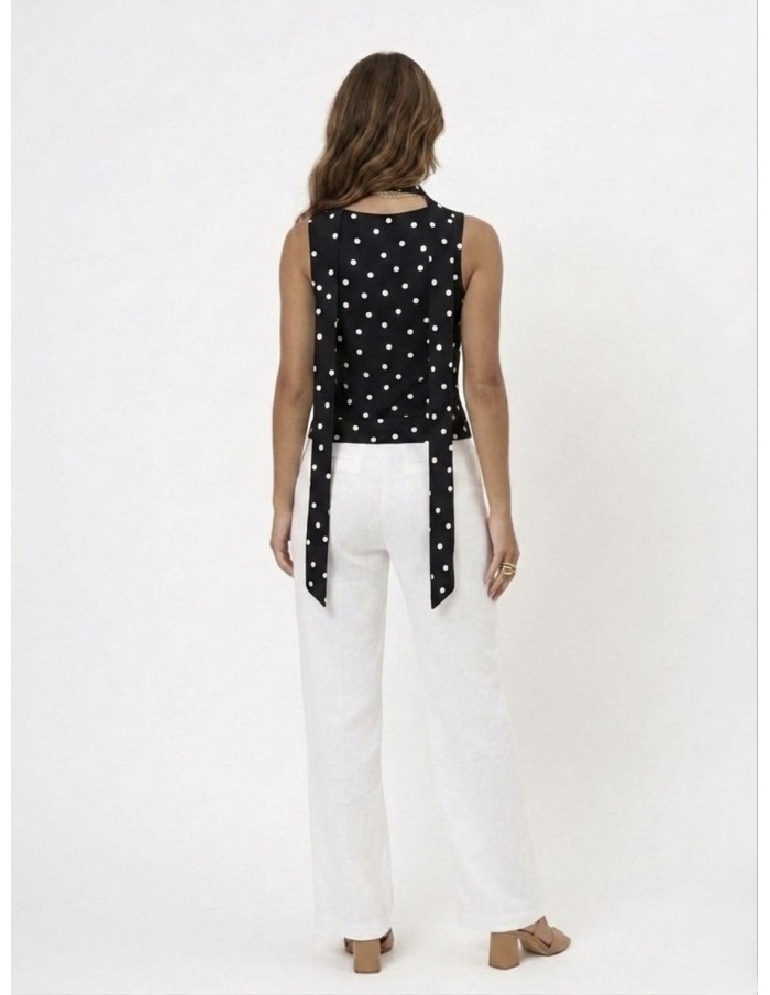 TOP BUSTIER NOIR A POIS & FOULARD INTÉGRÉE - FEMME