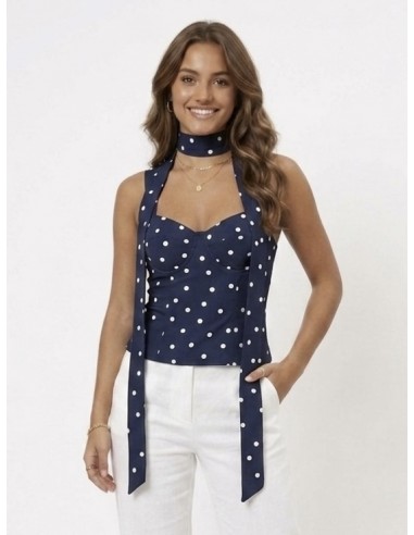 TOP BUSTIER BLEU MARINE A POIS &...