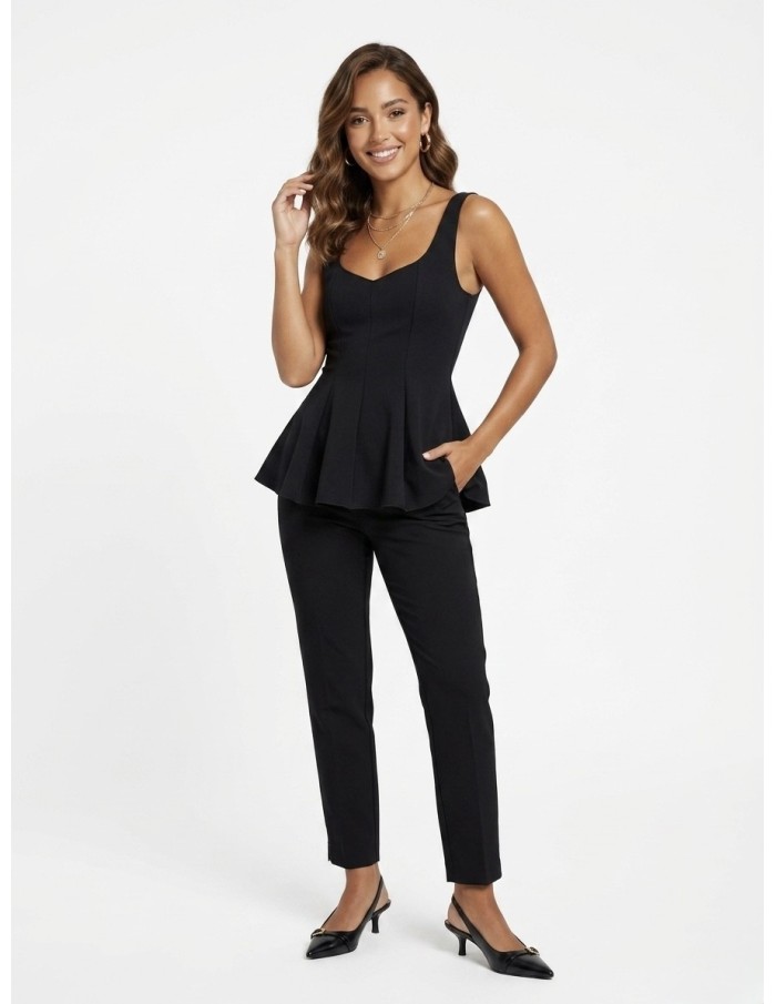 Top Débardeur Noir Uni Coupe Ajustée Femme | Zerda Boutiques