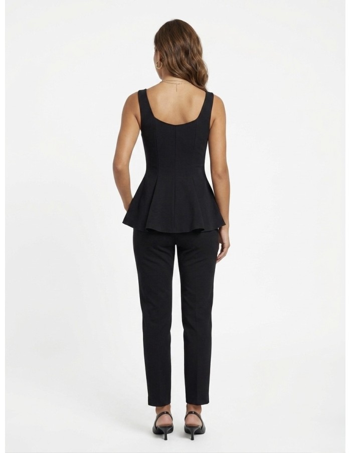 Top Débardeur Noir Uni Coupe Ajustée Femme | Zerda Boutiques