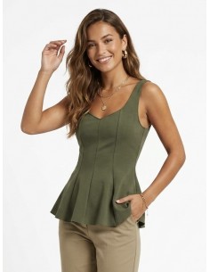 TOP DÉBARDEUR KAKI UNI...