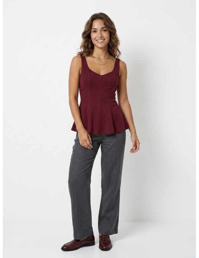 Top Débardeur Bordeaux Uni Coupe Ajustée Femme | Zerda Boutiques