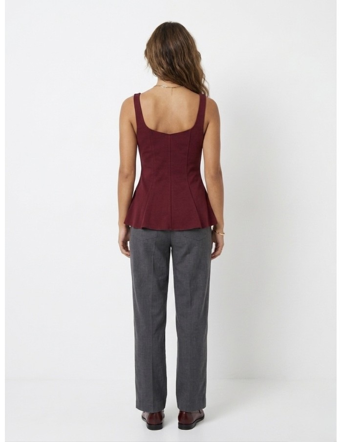 Top Débardeur Bordeaux Uni Coupe Ajustée Femme | Zerda Boutiques