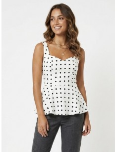 TOP DÉBARDEUR BLANC À POIS...