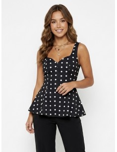 TOP DÉBARDEUR NOIR À POIS...