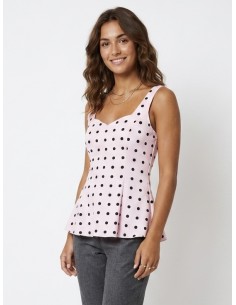TOP DÉBARDEUR ROSE À POIS...