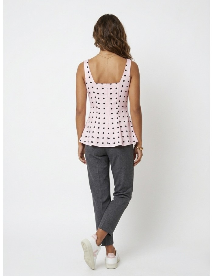 TOP DÉBARDEUR ROSE À POIS COUPE AJUSTÉE - FEMME
