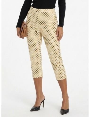 PANTALON CAPRI JAUNE IMPRIMÉ POIS -...