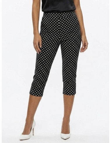 PANTALON CAPRI NOIR IMPRIMÉ POIS - FEMME