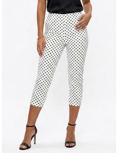 PANTALON CAPRI BLANC IMPRIMÉ POIS -...
