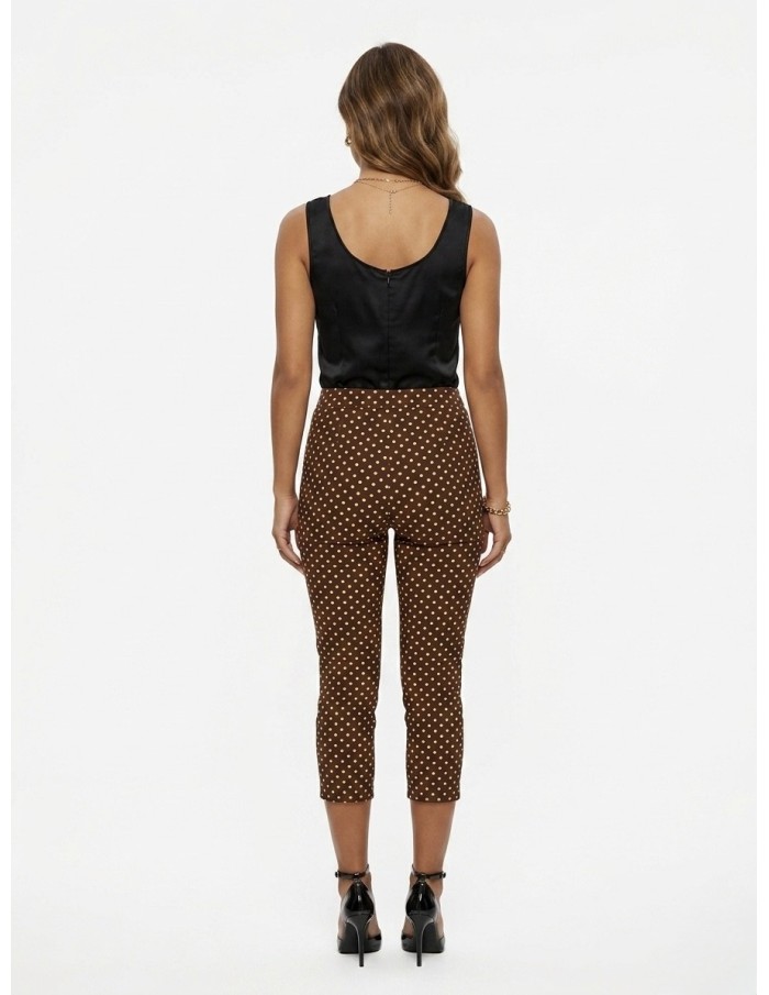 Pantalon Capri Chocolat Imprimé Pois Femme | Zerda Boutiques