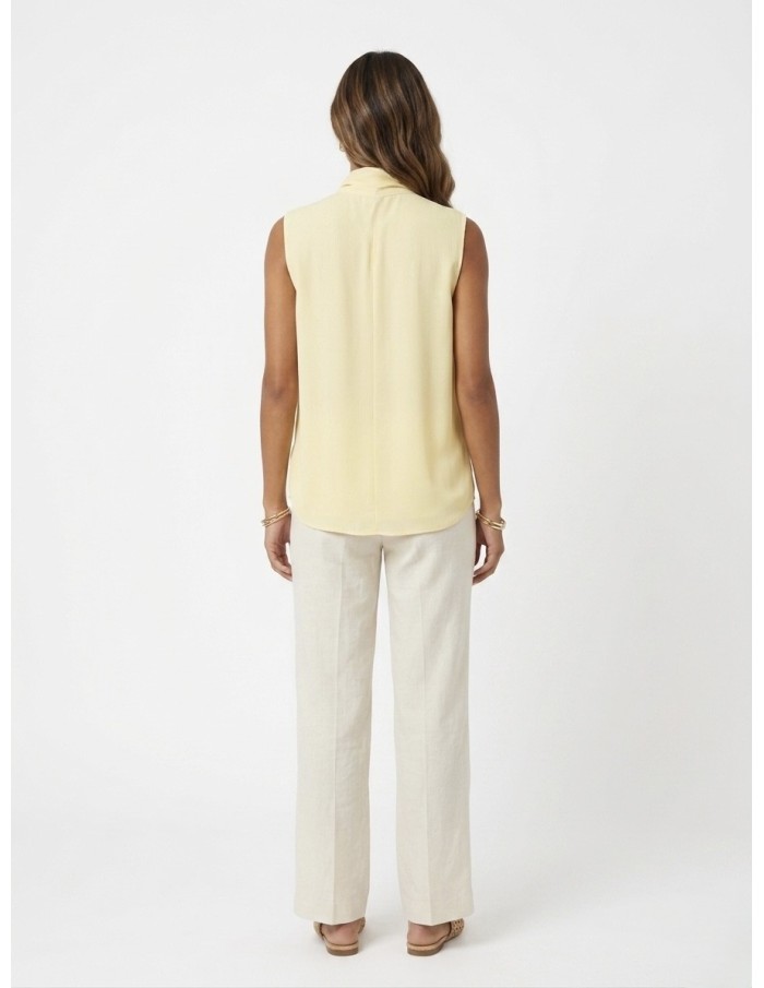 Chemise Fluide Jaune Sans Manches Col Nœud Femme | Zerda Boutiques