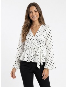TOP CACHE-CŒUR BLANC À POIS...