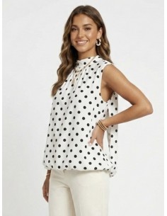BLOUSE BLANCHE À POIS DOS...