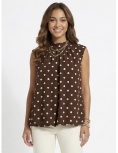 BLOUSE CHOCOLAT À POIS DOS...