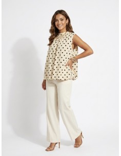 BLOUSE BEIGE À POIS DOS NU... 2