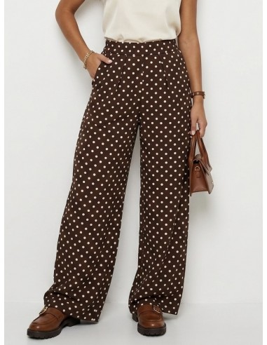 PANTALON MARRON À POIS FLUIDE - FEMME