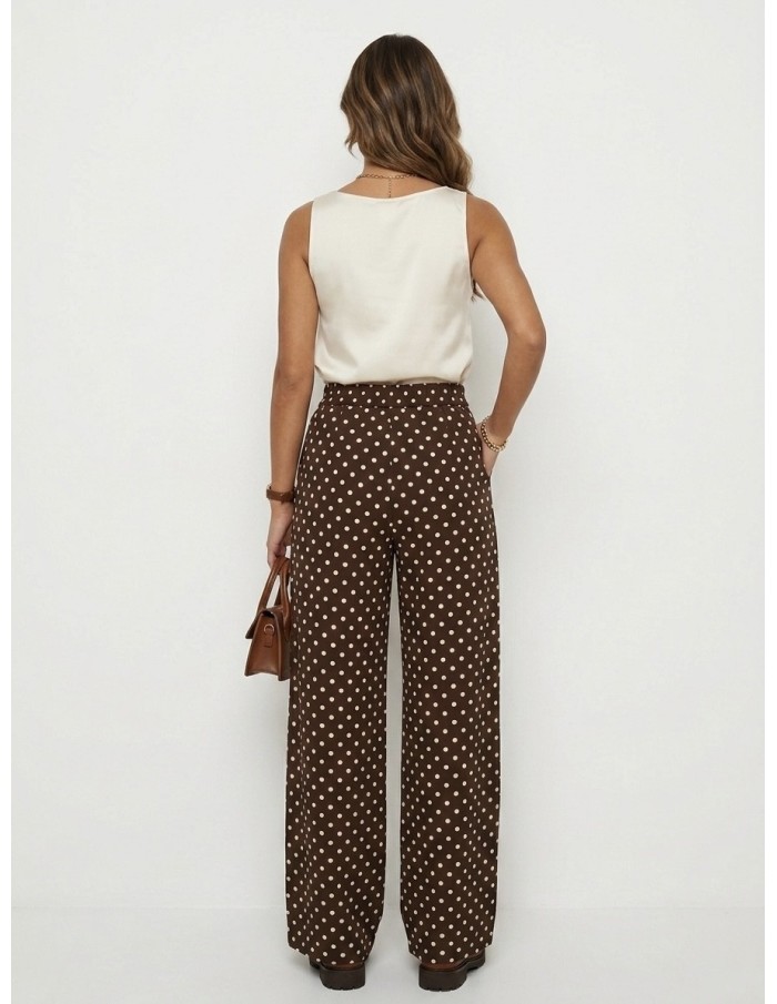 Pantalon Marron à Pois Fluide Femme | Zerda Boutiques