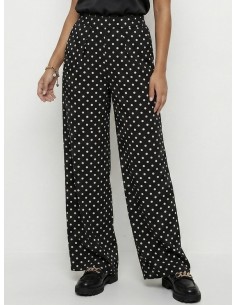 PANTALON NOIR À POIS FLUIDE...