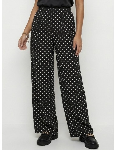 PANTALON NOIR À POIS FLUIDE - FEMME