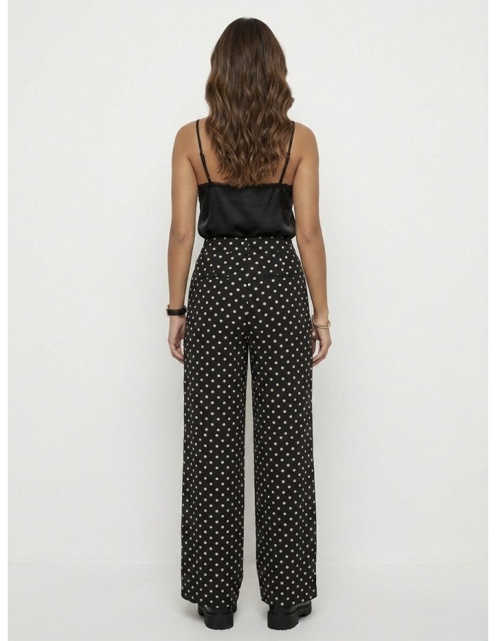 Pantalon Noir à Pois Fluide Femme | Zerda Boutiques