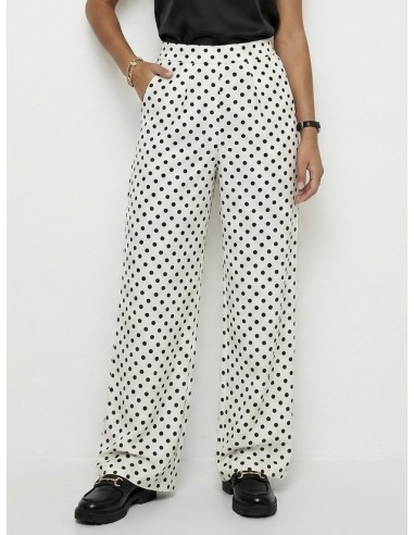 PANTALON BLANC À POIS FLUIDE - FEMME