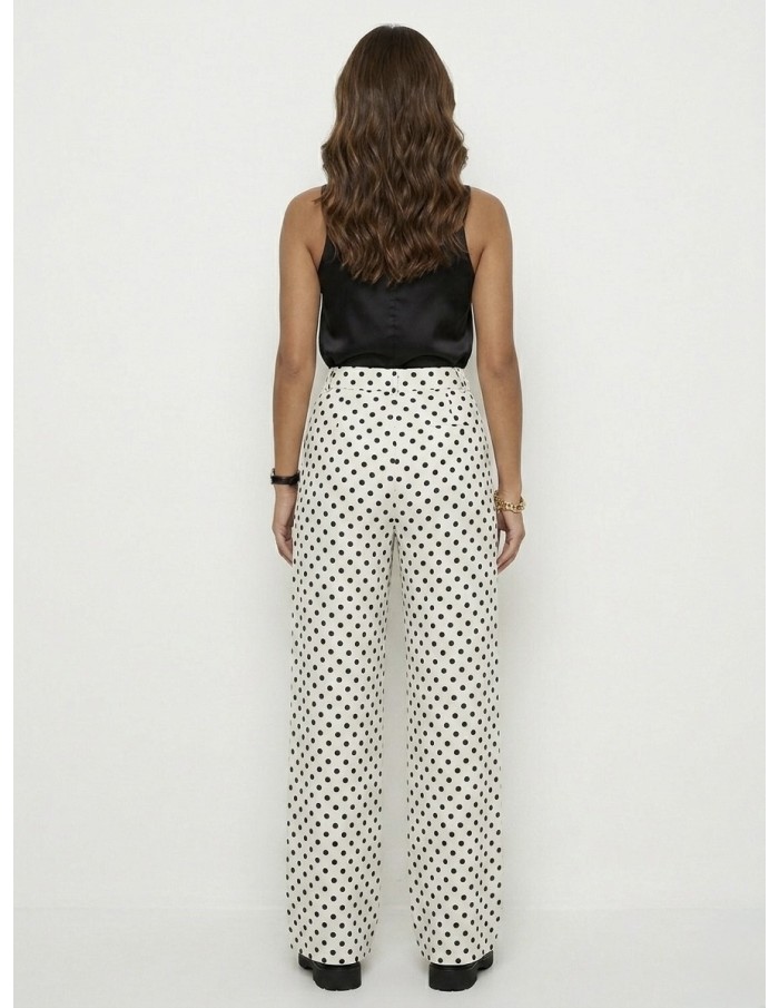 Pantalon blanc à Pois Fluide Femme | Zerda Boutiques