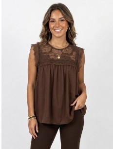 TOP DENTELLE MARRON...
