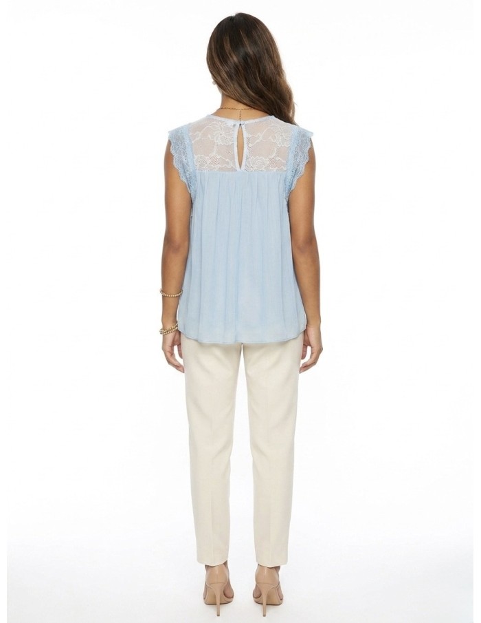 TOP DENTELLE BLEU FLUIDE & ÉLÉGANT - FEMME