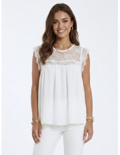 TOP DENTELLE BLANC FLUIDE &...