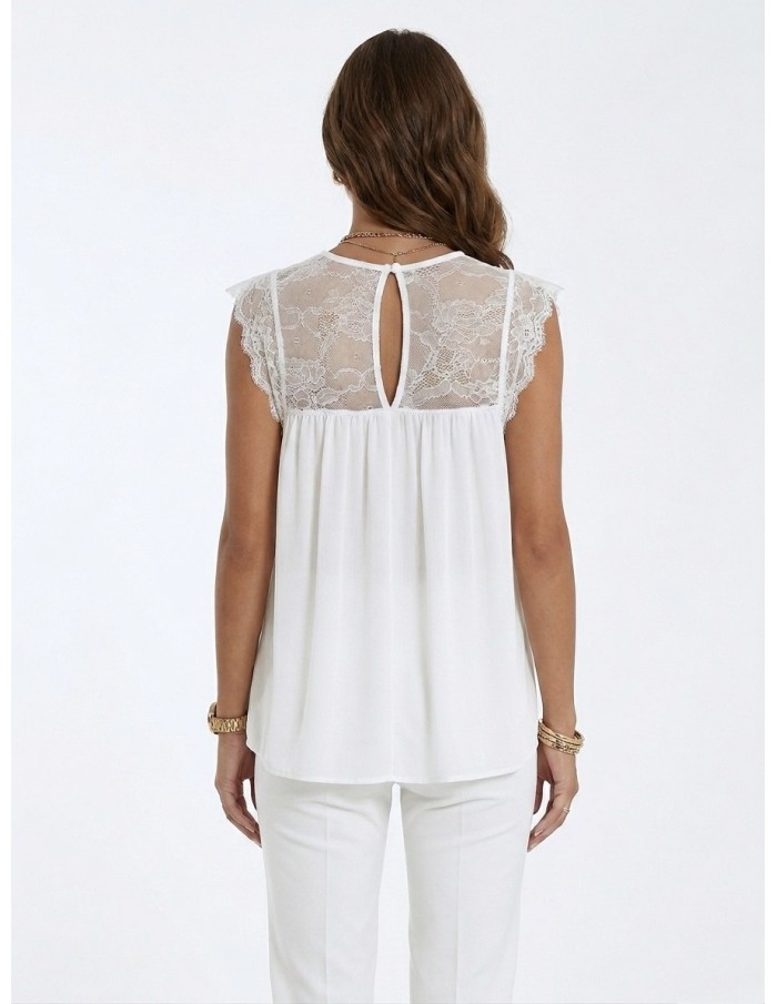 TOP DENTELLE BLANC FLUIDE & ÉLÉGANT - FEMME