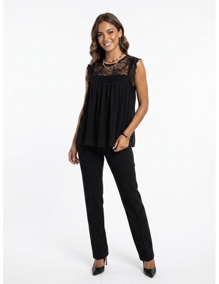 TOP DENTELLE NOIR FLUIDE & ÉLÉGANT - FEMME