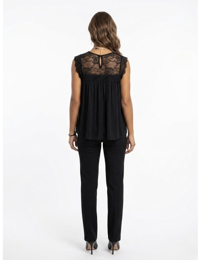TOP DENTELLE NOIR FLUIDE & ÉLÉGANT - FEMME