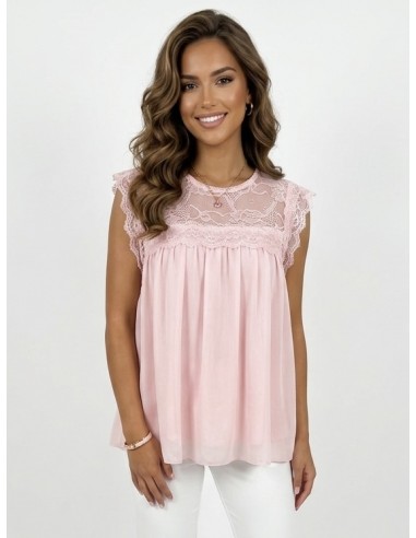 TOP DENTELLE ROSE FLUIDE & ÉLÉGANT -...