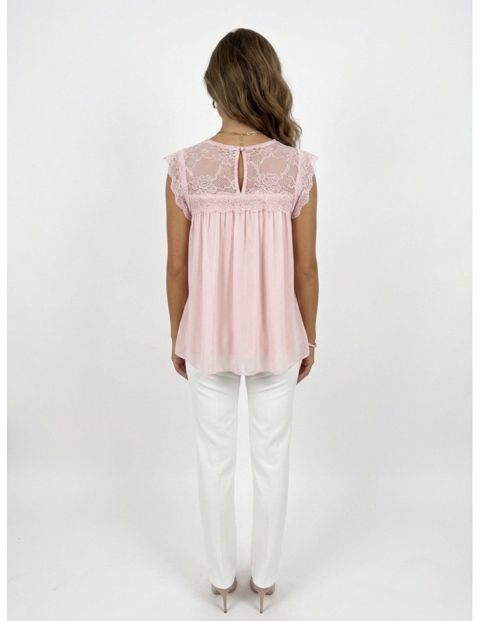 TOP DENTELLE ROSE FLUIDE & ÉLÉGANT - FEMME