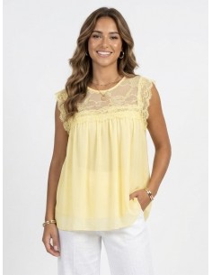 TOP DENTELLE JAUNE FLUIDE &...