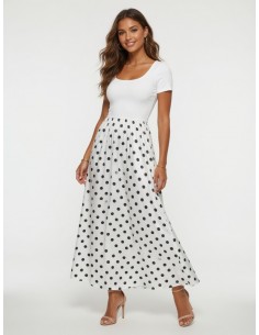 ROBE LONGUE BLANCHE À POIS...