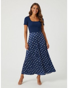 ROBE LONGUE BLEU À POIS...