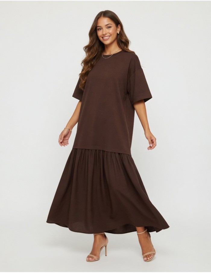 ROBE LONGUE CHOCOLAT OVERSIZE - FEMME