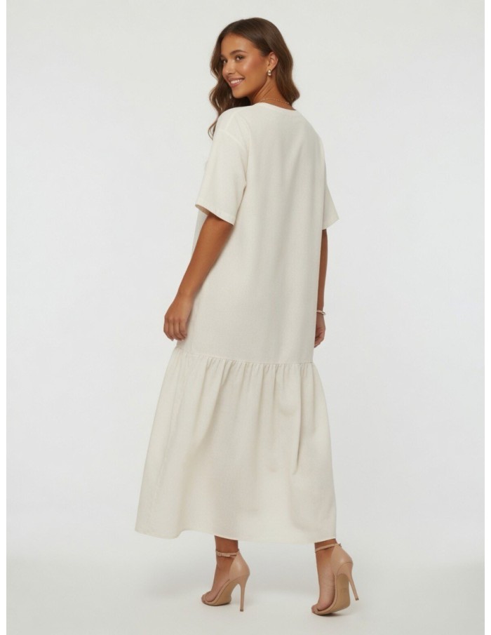 ROBE LONGUE BLANCHE OVERSIZE - FEMME