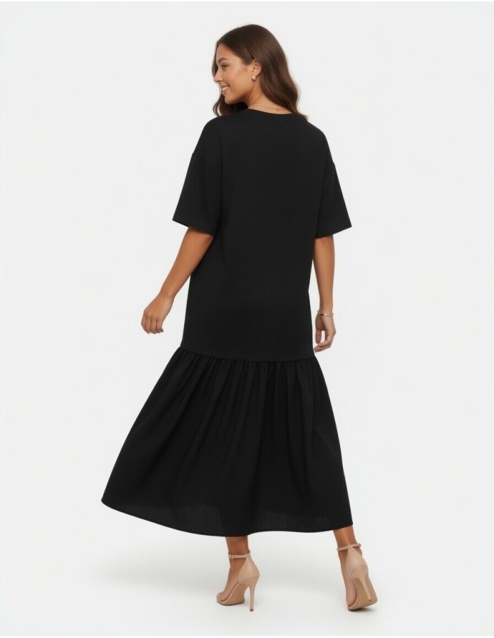 ROBE LONGUE NOIR OVERSIZE - FEMME