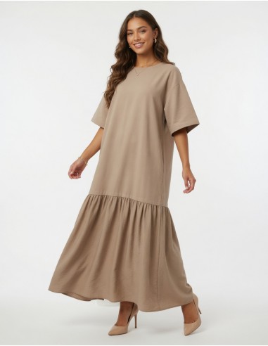 ROBE LONGUE TAUPE OVERSIZE - FEMME