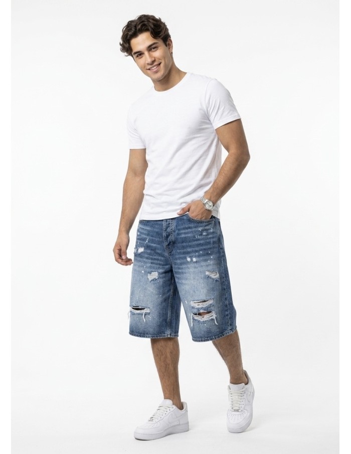 SHORT JEAN DESTROY BLEU CLAIR - HOMME