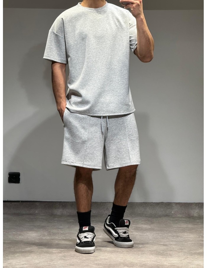 ENSEMBLE T-SHIRT & SHORT COUTURE GRIS - HOMME