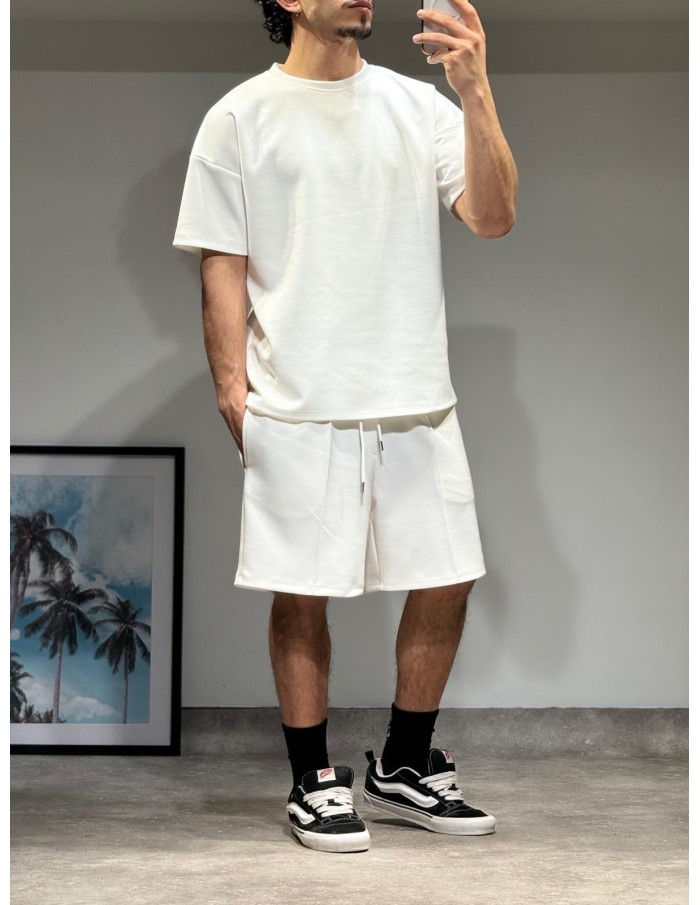 ENSEMBLE T-SHIRT & SHORT COUTURE BLANC - HOMME