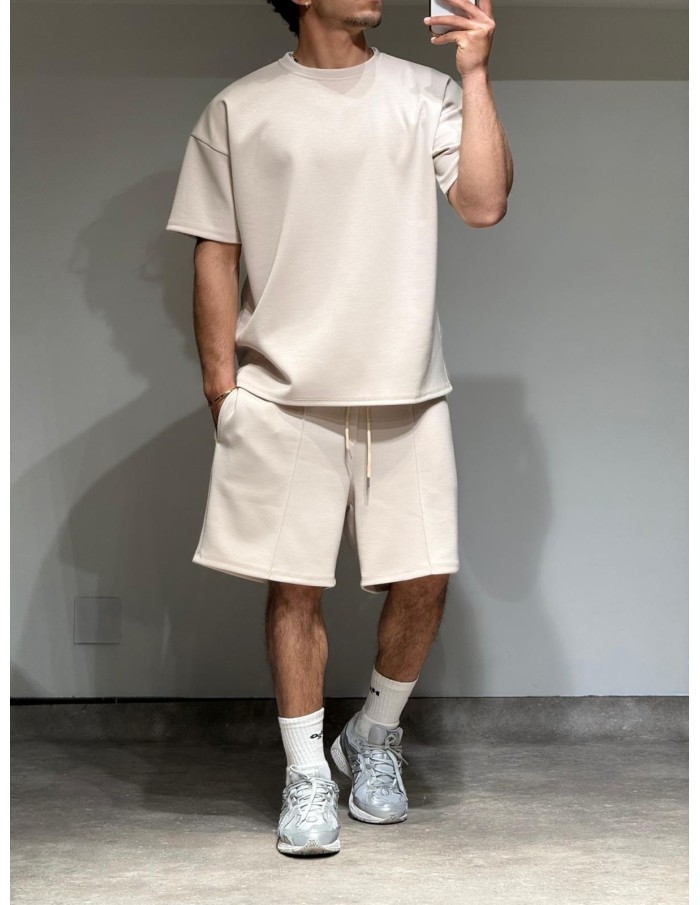 ENSEMBLE T-SHIRT & SHORT COUTURE BEIGE - HOMME