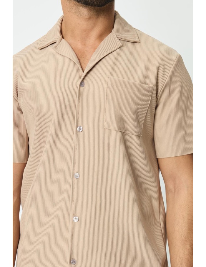 Ensemble noir chemise et short homme uni plissé – Style décontracté et moderne