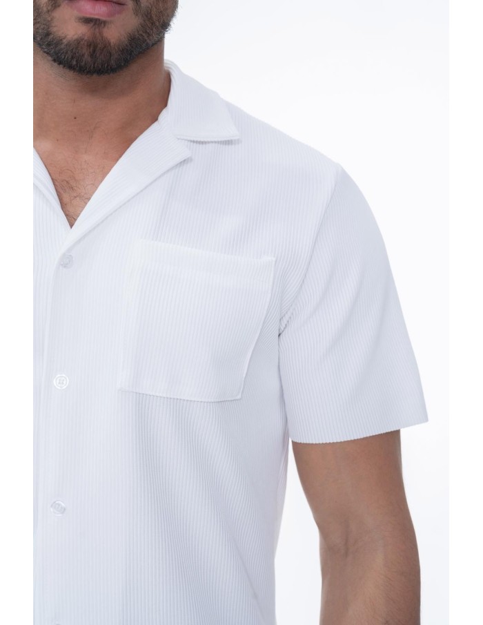 Ensemble noir chemise et short homme uni plissé – Style décontracté et moderne