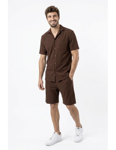 Ensemble uni plissé chemise et short...