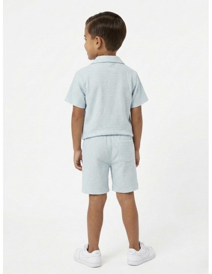 ENSEMBLE TEXTURÉ BLEU CIEL CHEMISE + SHORT - GARÇON